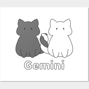 Gemini Cat Zodiac Sign with Text Posters and Art